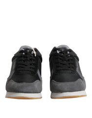 Trussardi Schwarze, graue, geschnürte Low-Top-Sneaker