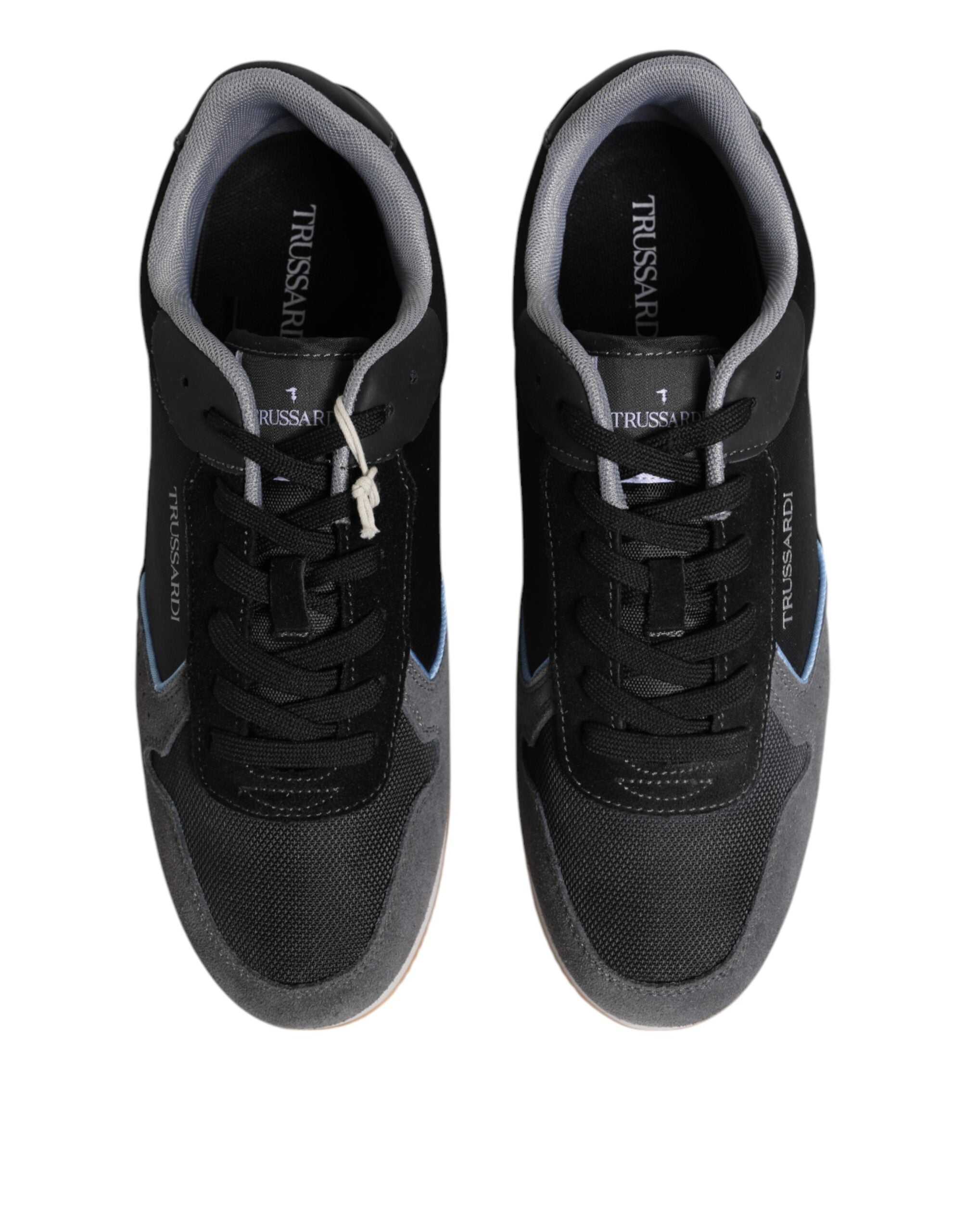 Trussardi Schwarze, graue, geschnürte Low-Top-Sneaker