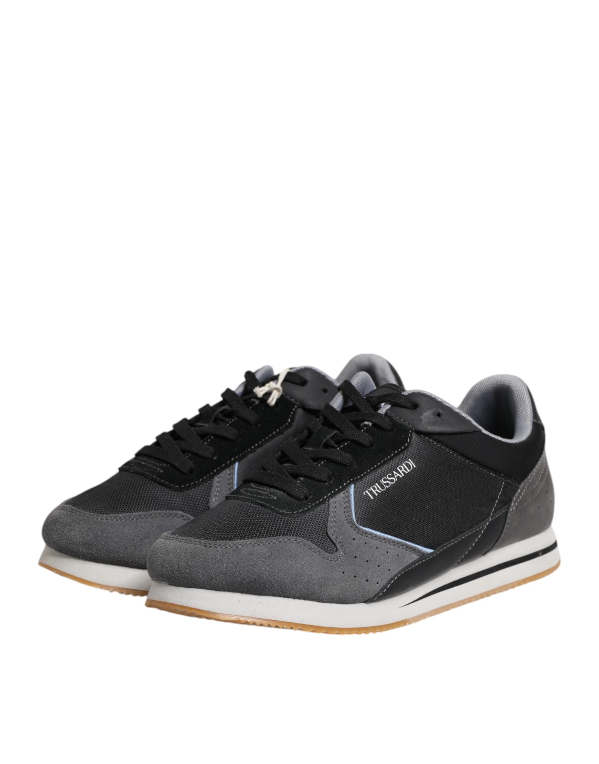 Trussardi Schwarze, graue, geschnürte Low-Top-Sneaker