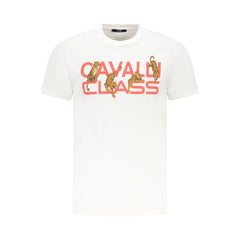 Cavalli Class White Cotton Men T-Shirt