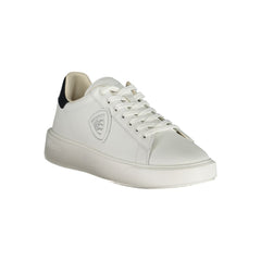 Blauer Witte Polyurethaan Heren Sneaker