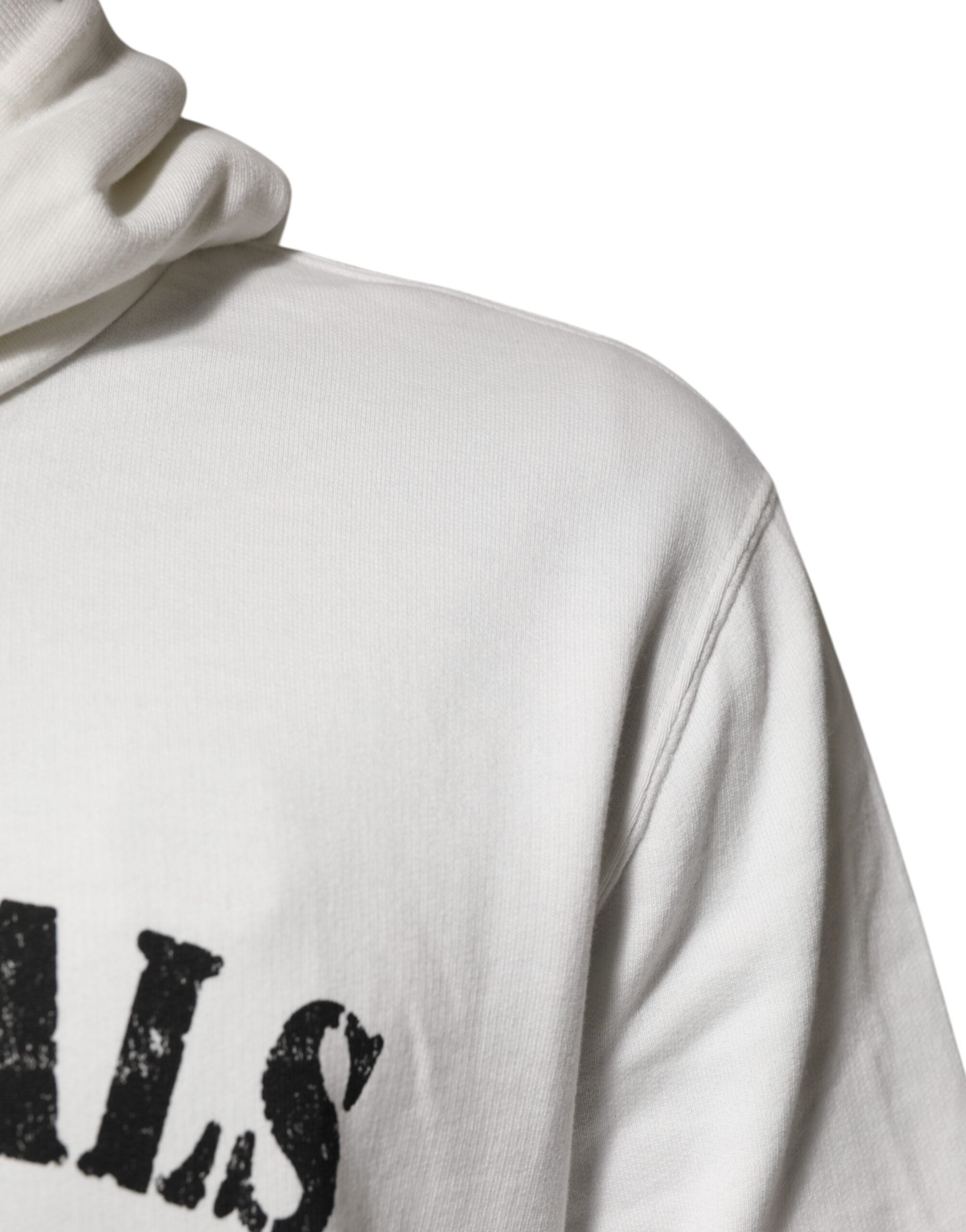 Dolce & Gabbana Weißer Kapuzenpullover aus Baumwolle mit DG ROYAL Print