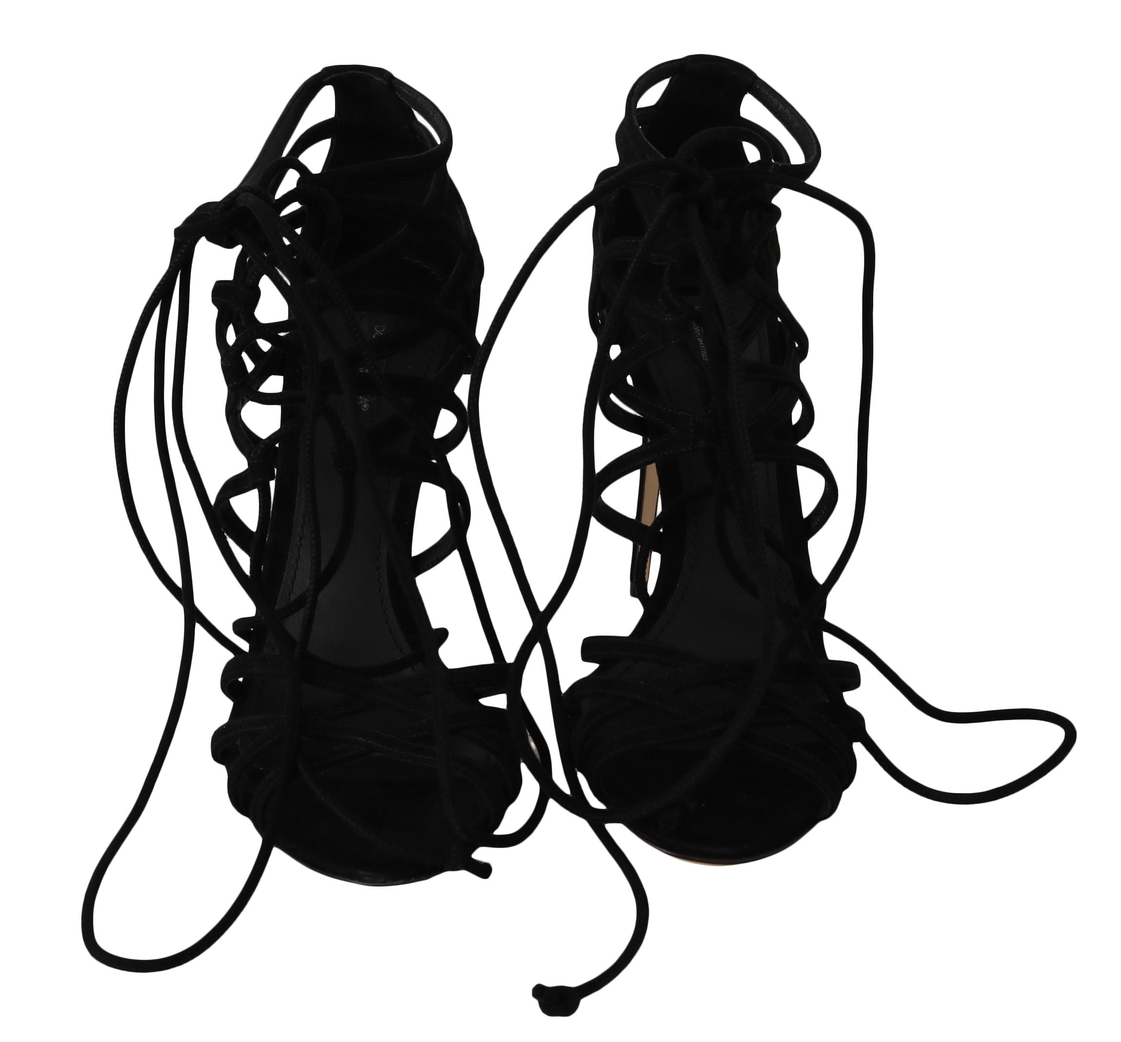 Dolce & Gabbana Zwarte Suède Stiletto Sandalen met Bandjes