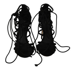 Dolce & Gabbana Zwarte Suède Stiletto Sandalen met Bandjes