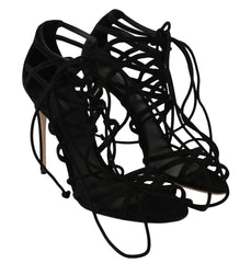 Dolce & Gabbana Zwarte Suède Stiletto Sandalen met Bandjes