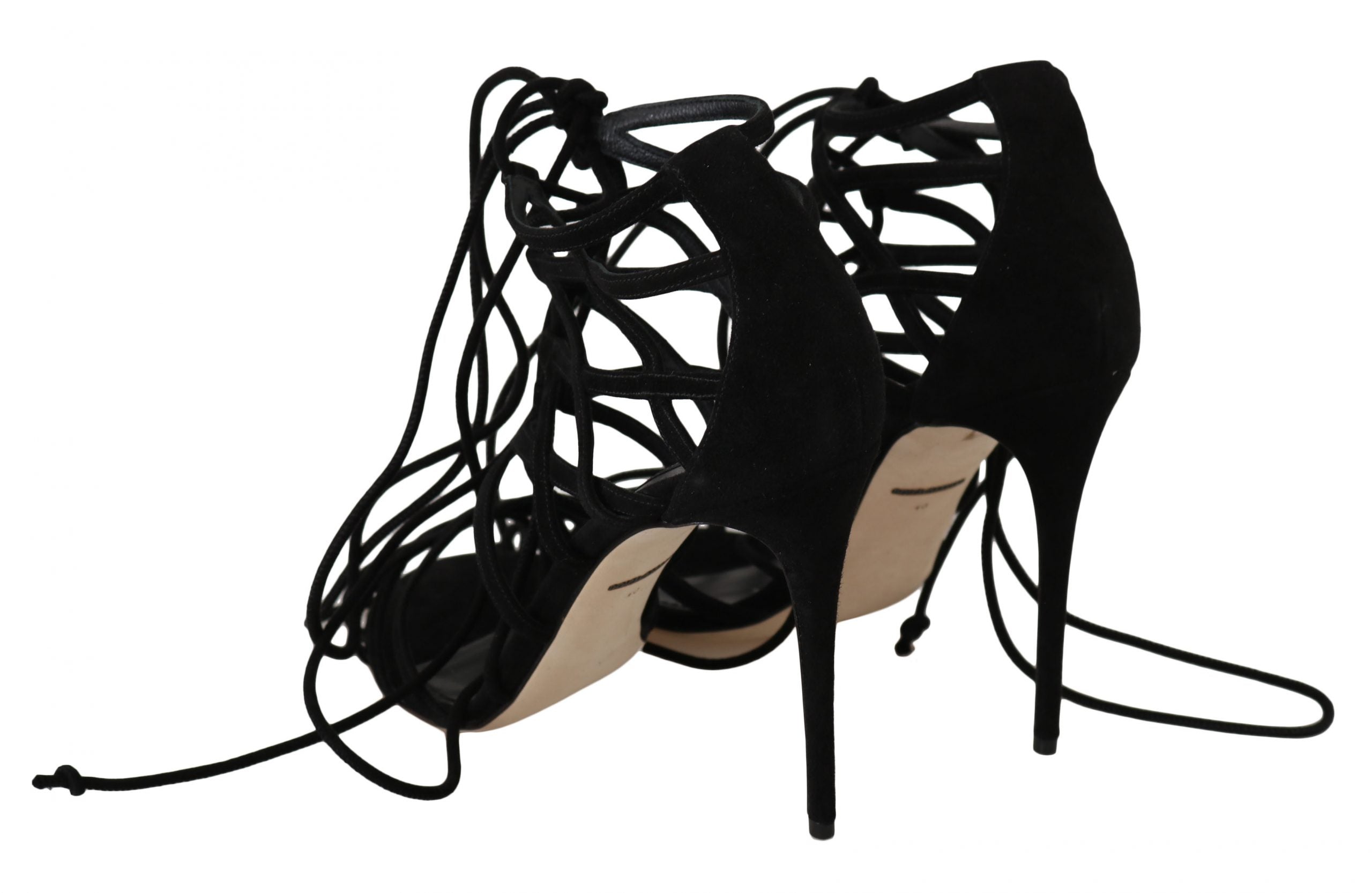 Dolce & Gabbana Zwarte Suède Stiletto Sandalen met Bandjes