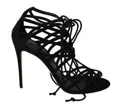 Dolce & Gabbana Zwarte Suède Stiletto Sandalen met Bandjes