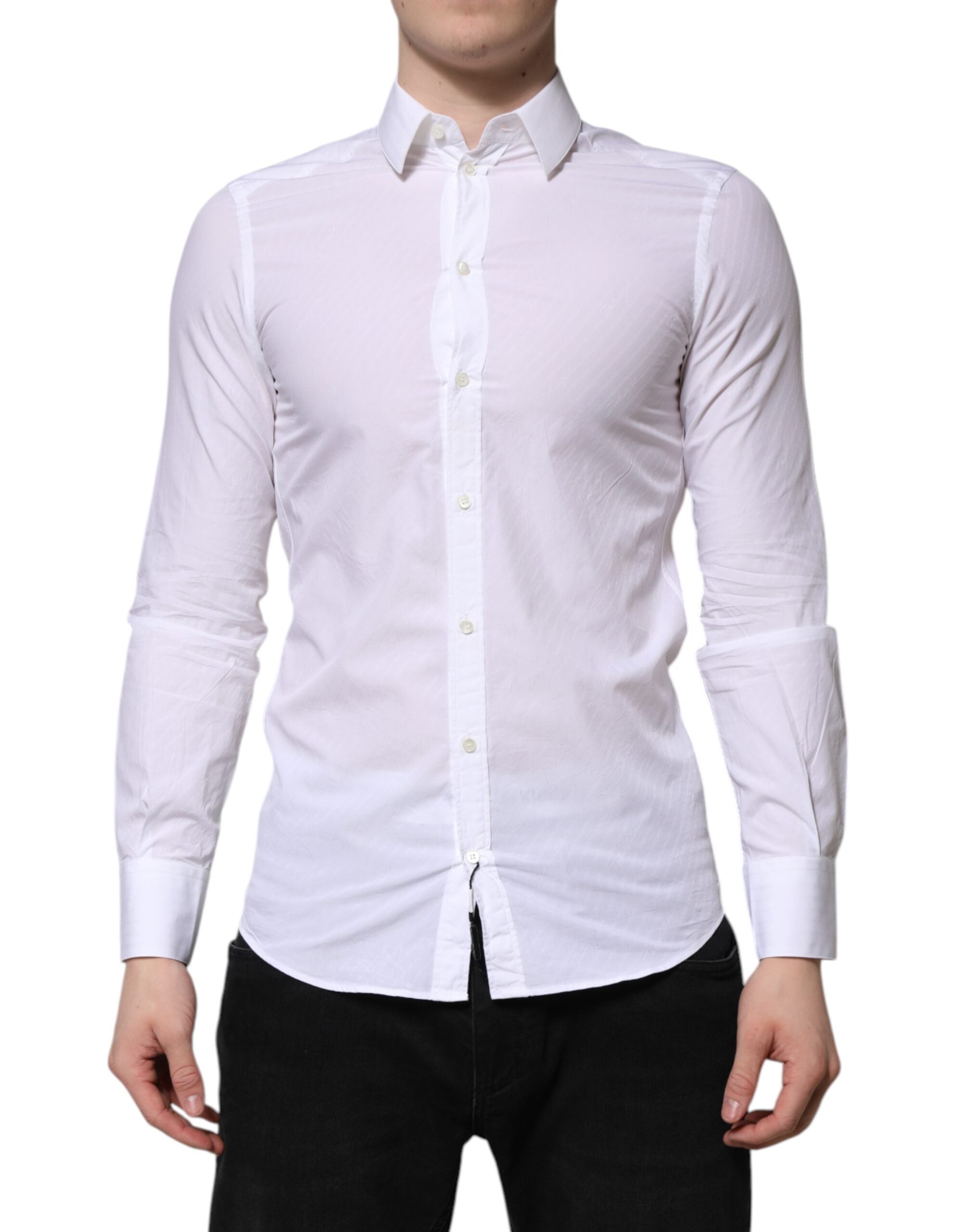Dolce & Gabbana Weißes Baumwoll-MARTINI Langarm-Hemd