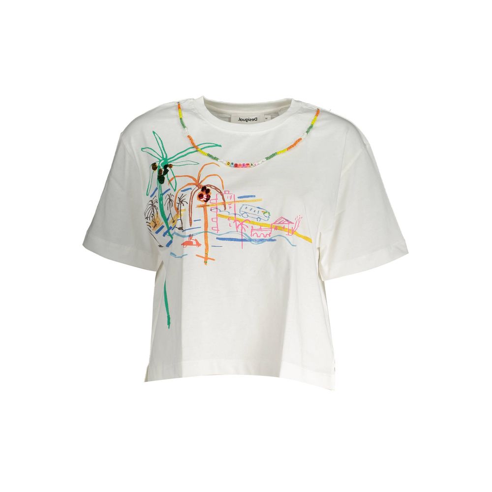 Desigual Damen-T-Shirt aus weißer Baumwolle