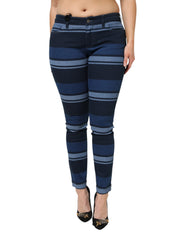 Dolce & Gabbana Blauw Gestreepte Katoenen Stretch Denim Jeans