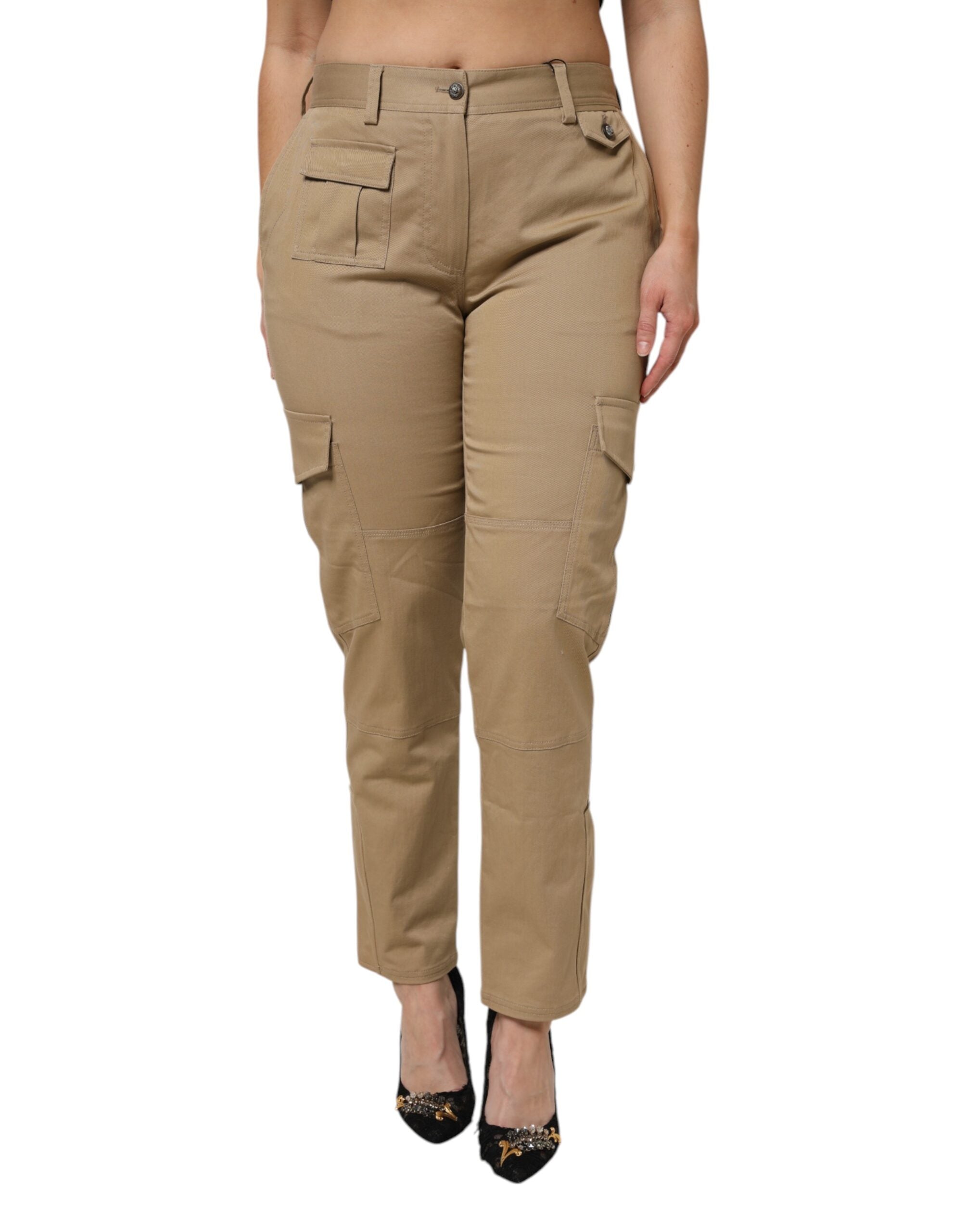 Dolce & Gabbana Braune Baumwoll-Cargohose mit schmal zulaufendem Bein