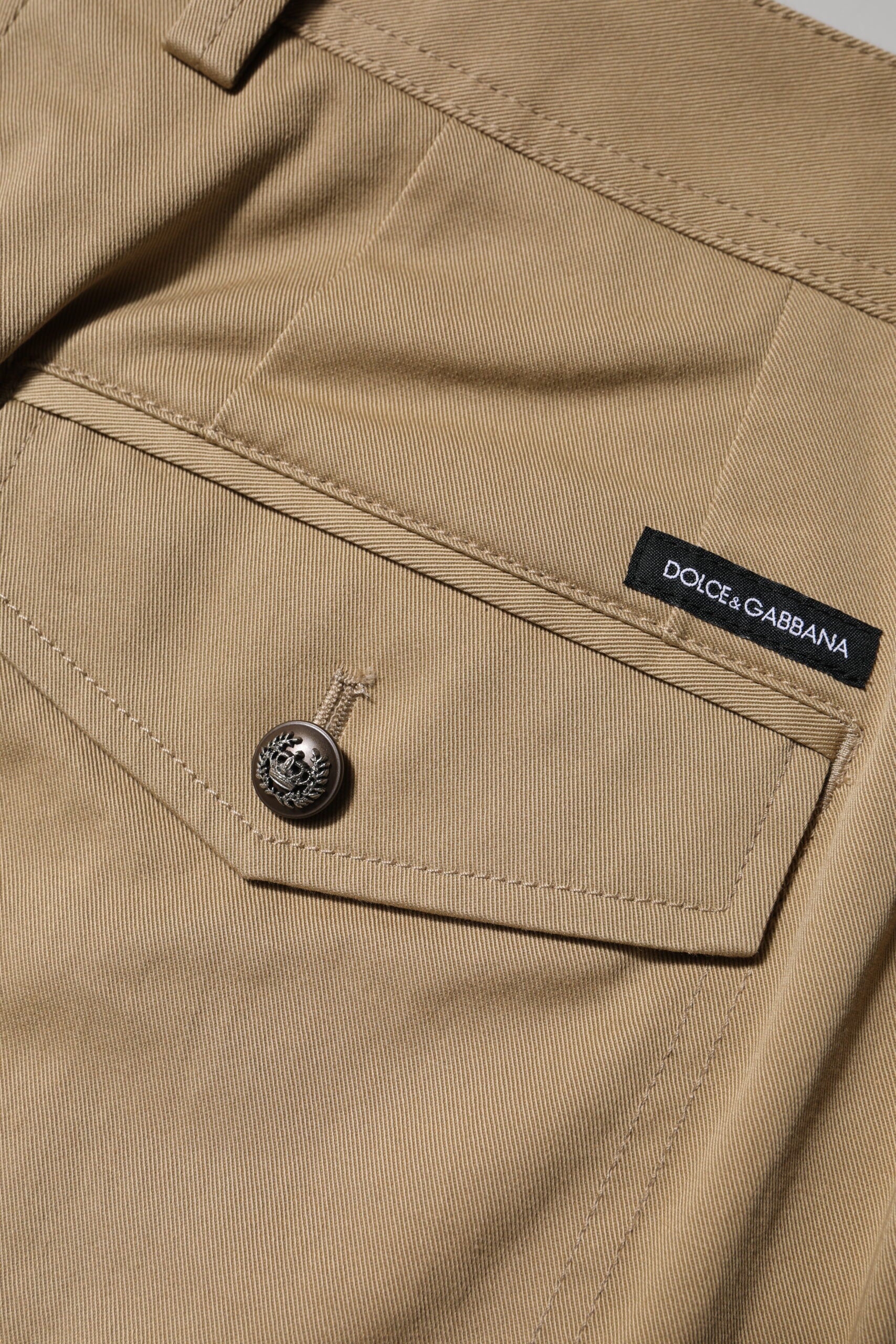 Dolce & Gabbana Braune Baumwoll-Cargohose mit schmal zulaufendem Bein