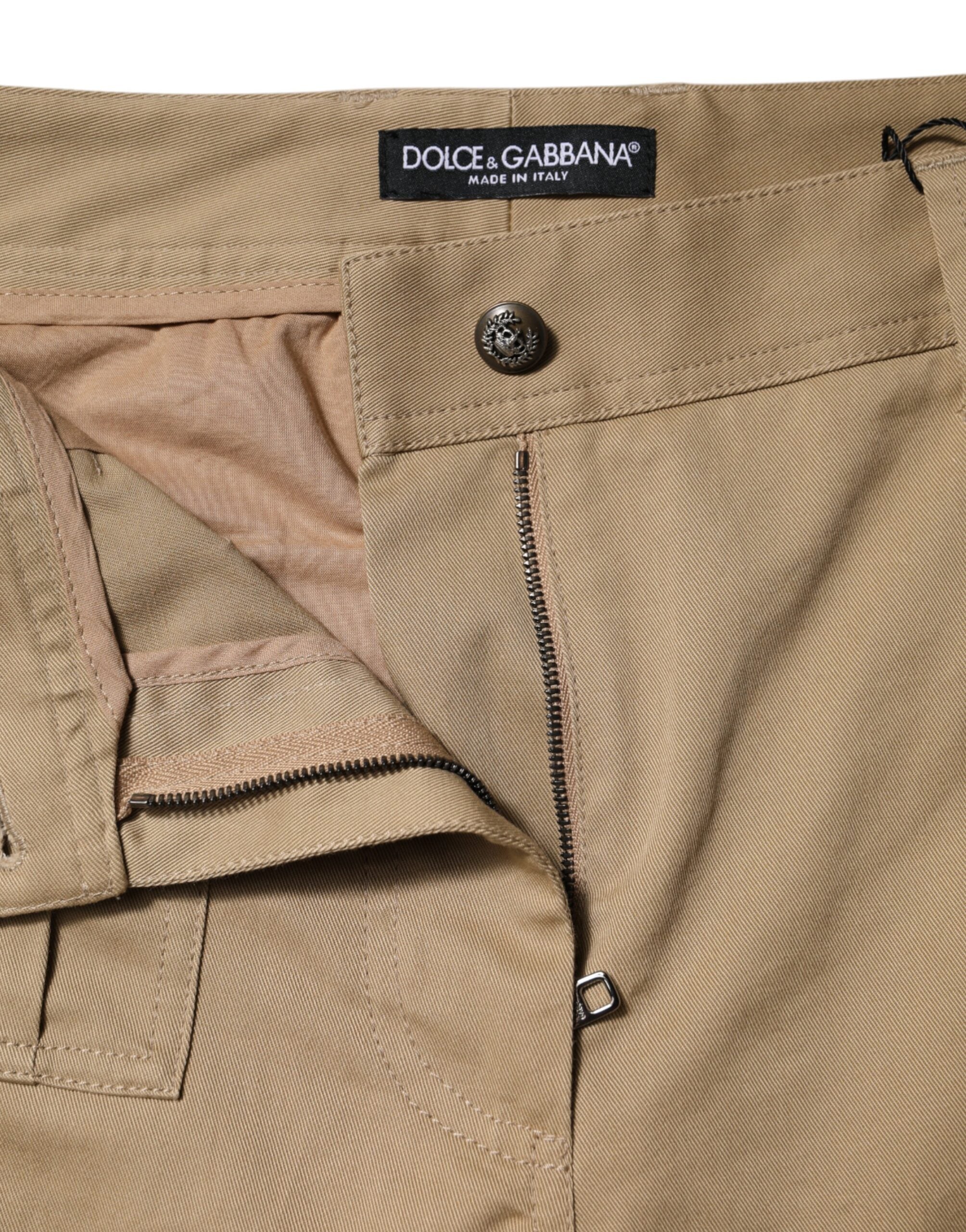 Dolce & Gabbana Braune Baumwoll-Cargohose mit schmal zulaufendem Bein