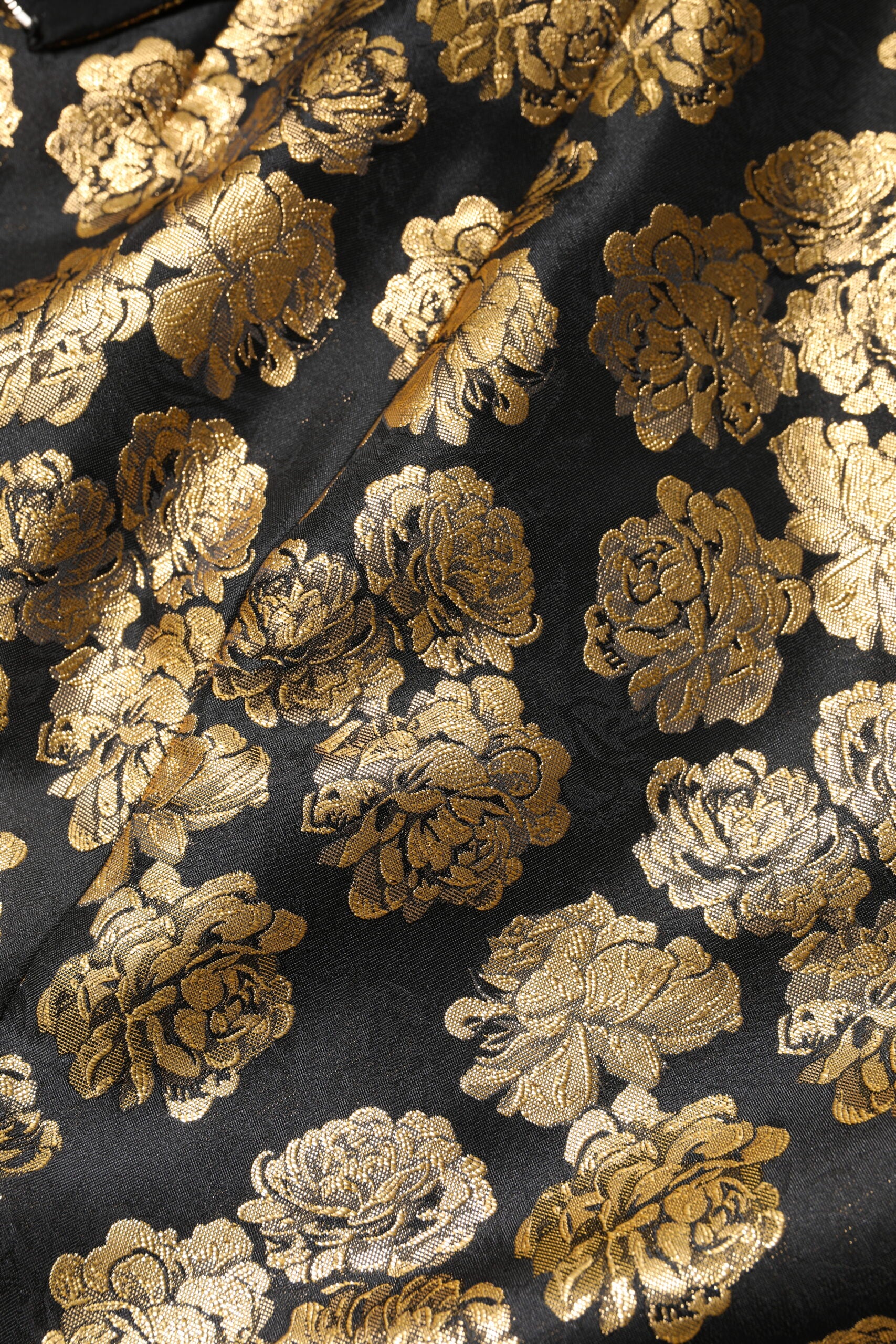 Dolce & Gabbana Schwarzer Minirock aus Jacquard mit Blumenprint in Gold