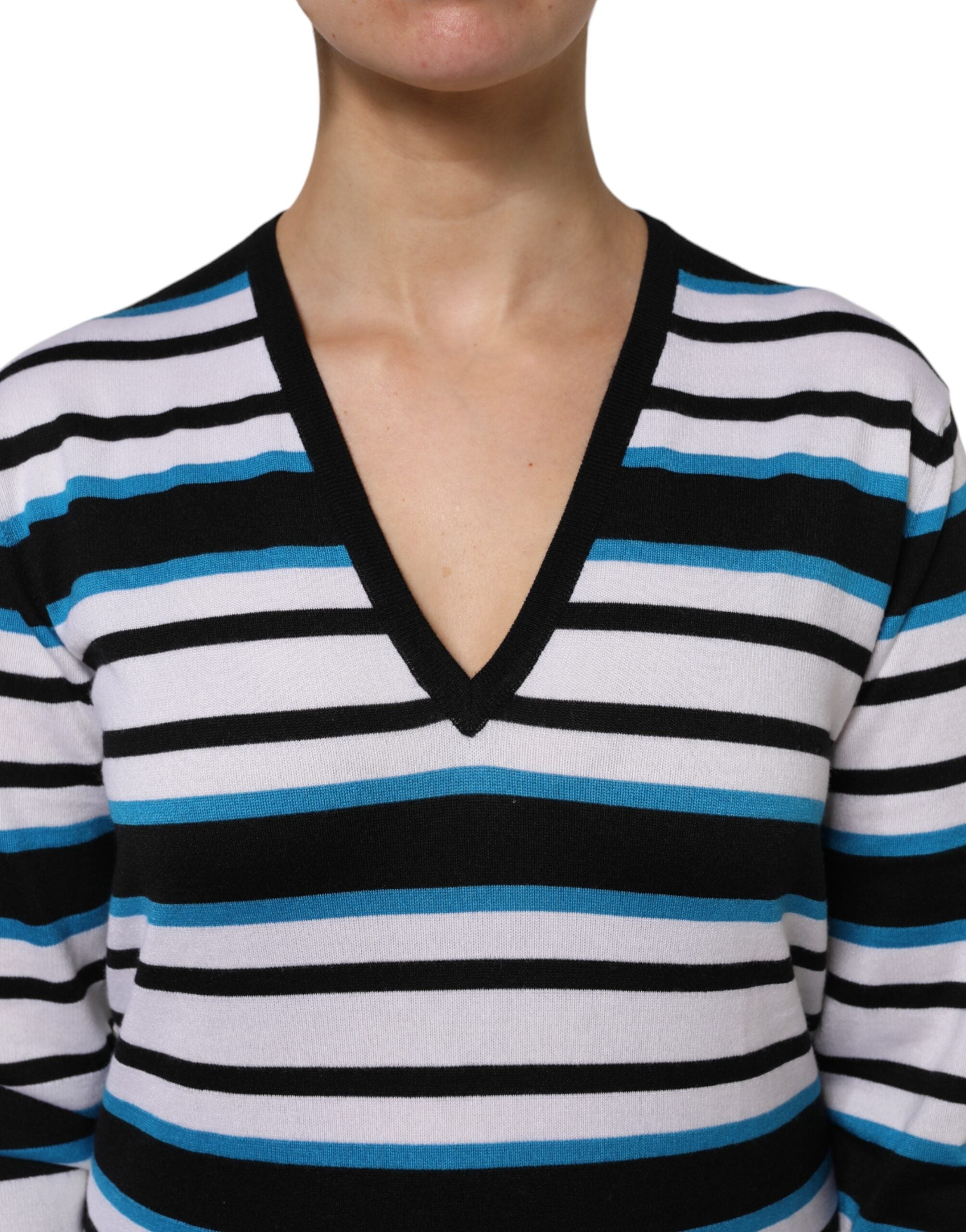 Dolce & Gabbana Multicolor Strepen Lange Mouwen V-hals Top