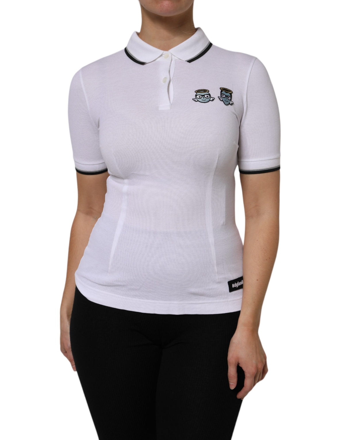 Dolce & Gabbana Weißes Poloshirt aus Baumwolle mit Kragen und kurzen Ärmeln