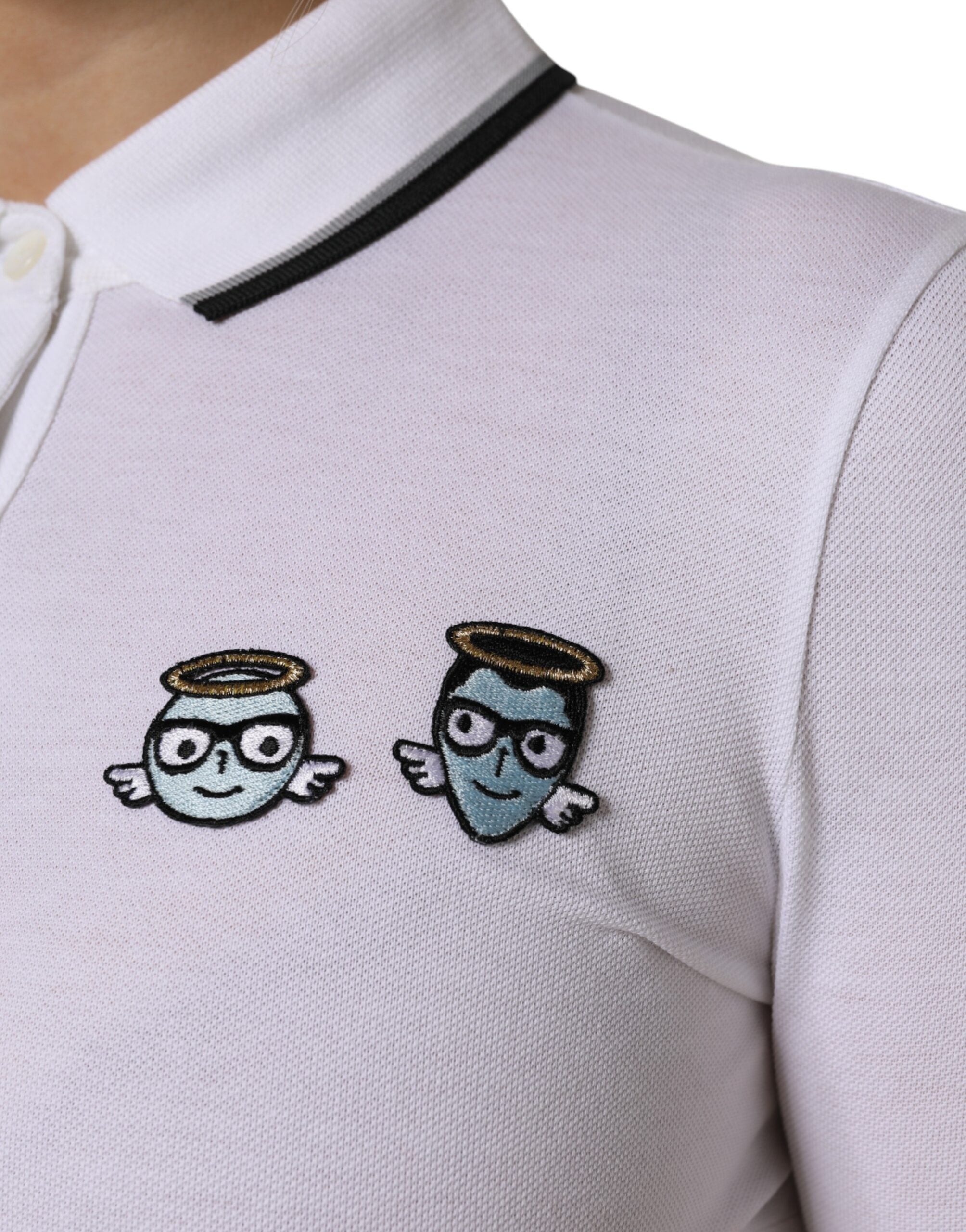 Dolce & Gabbana Weißes Poloshirt aus Baumwolle mit Kragen und kurzen Ärmeln
