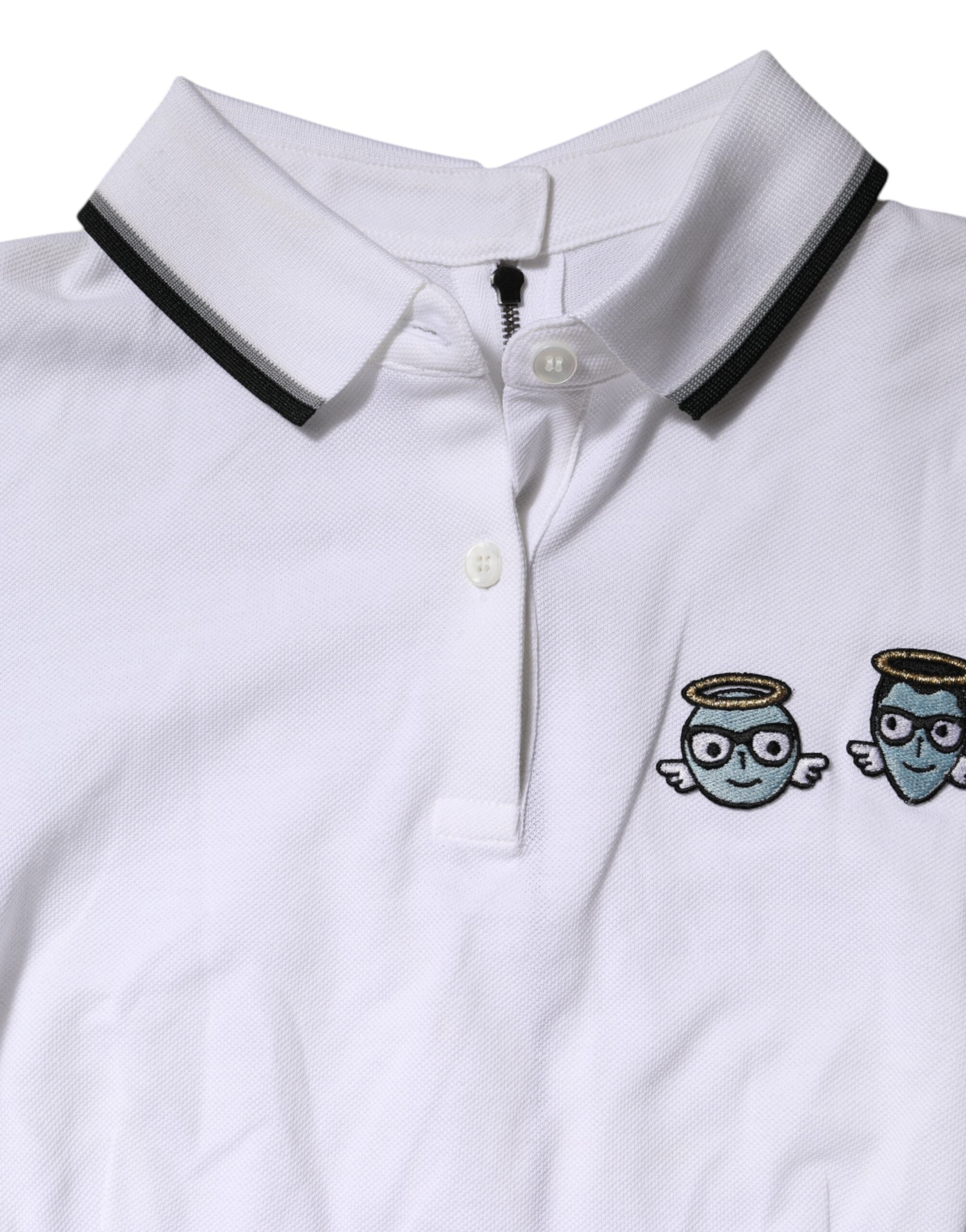 Dolce & Gabbana Weißes Poloshirt aus Baumwolle mit Kragen und kurzen Ärmeln