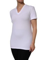 Dolce & Gabbana White Cotton Short Sleeves V-Neck Top T-shirt