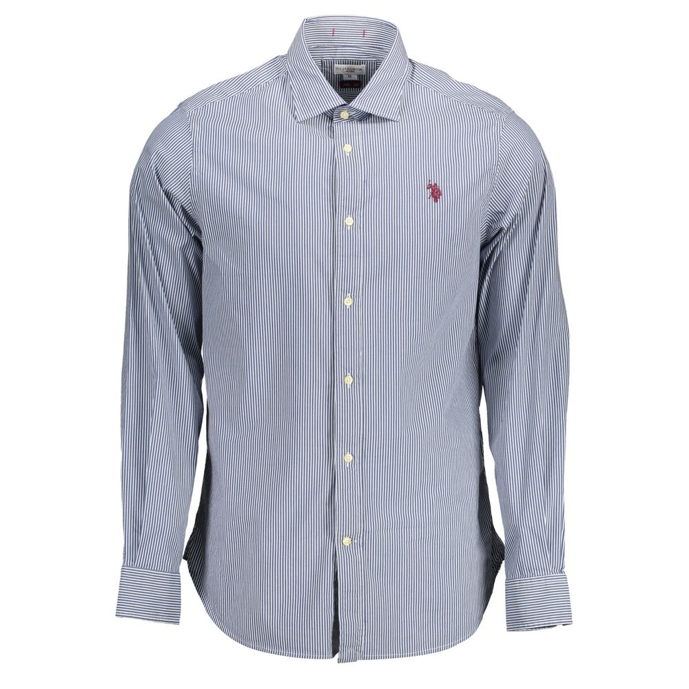 US POLO ASSN. Blaues Herrenhemd aus Baumwolle