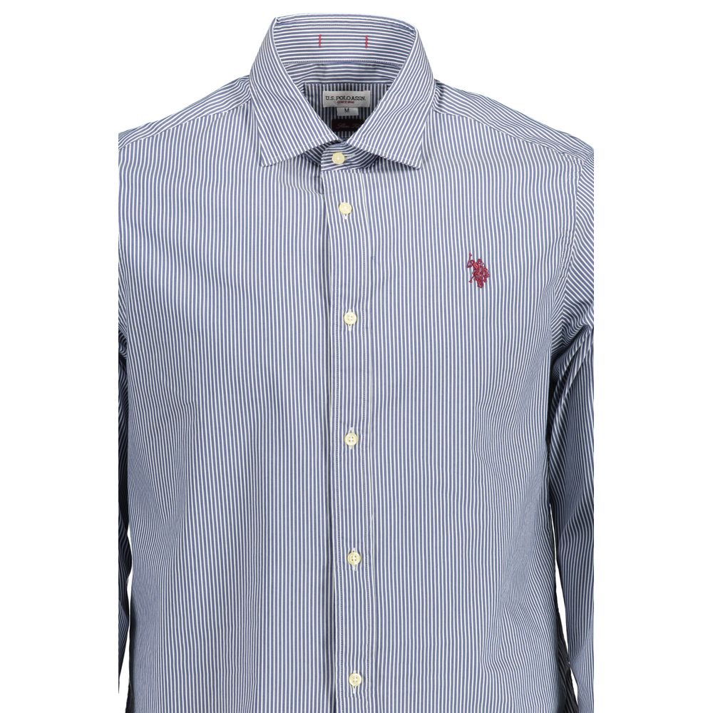 US POLO ASSN. Blaues Herrenhemd aus Baumwolle