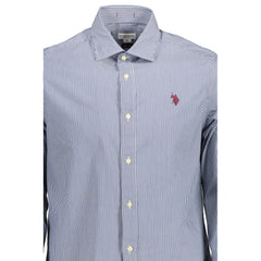 US POLO ASSN. Blaues Herrenhemd aus Baumwolle