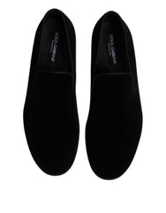 Dolce & Gabbana Schwarze Samt Slipper Formelle Schuhe