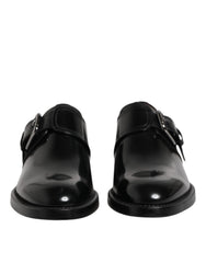Dolce & Gabbana Zwarte Leren Monk Strap Derby Formele Schoenen