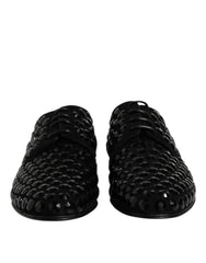 Dolce & Gabbana Black Suede Strass Derby Formal Shoes