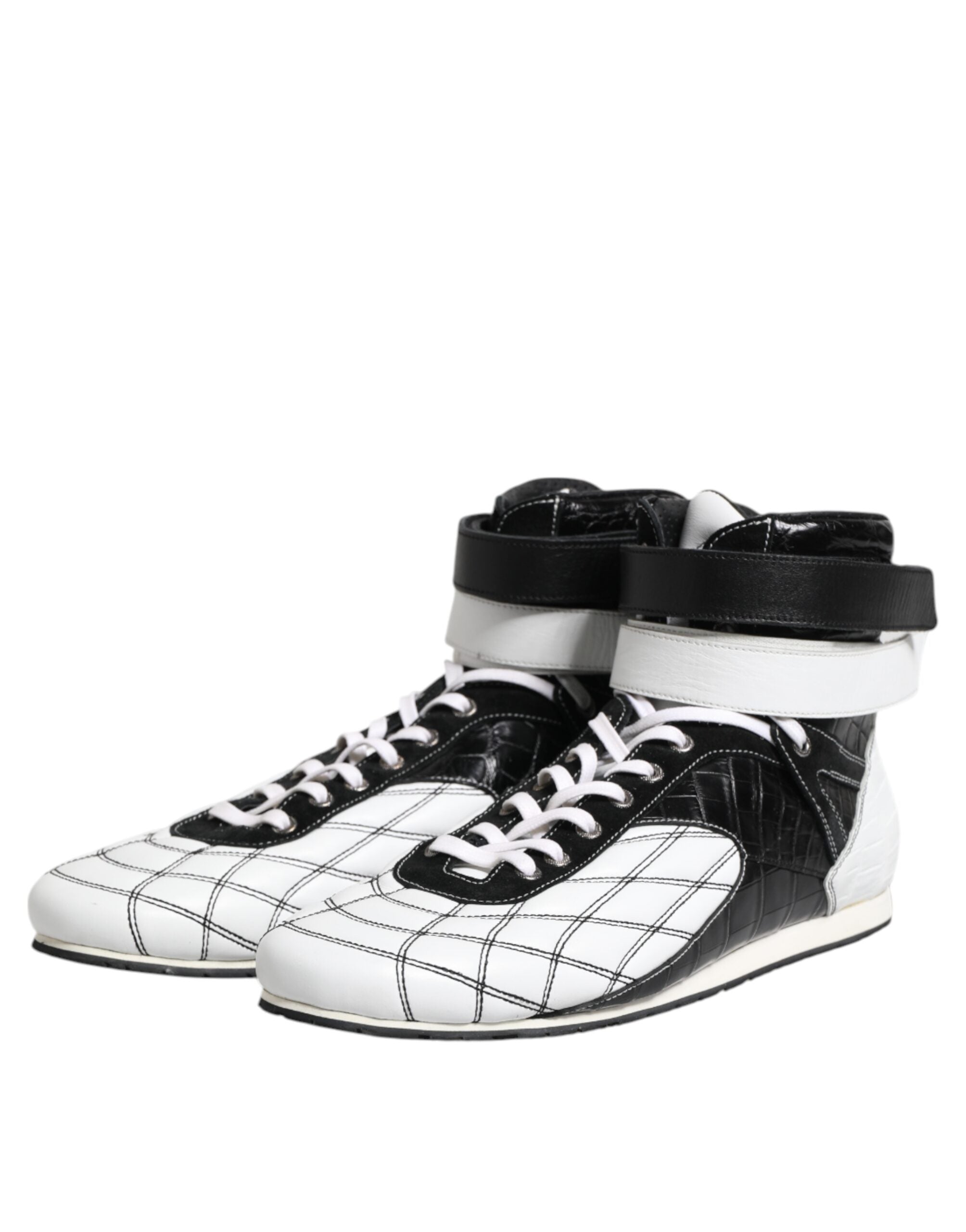 Dolce & Gabbana Schwarz-weiße High-Top-Sneaker aus Leder