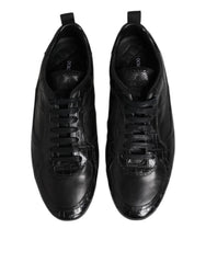Dolce & Gabbana Black Exotic Leather Low Top Sneakers Shoes