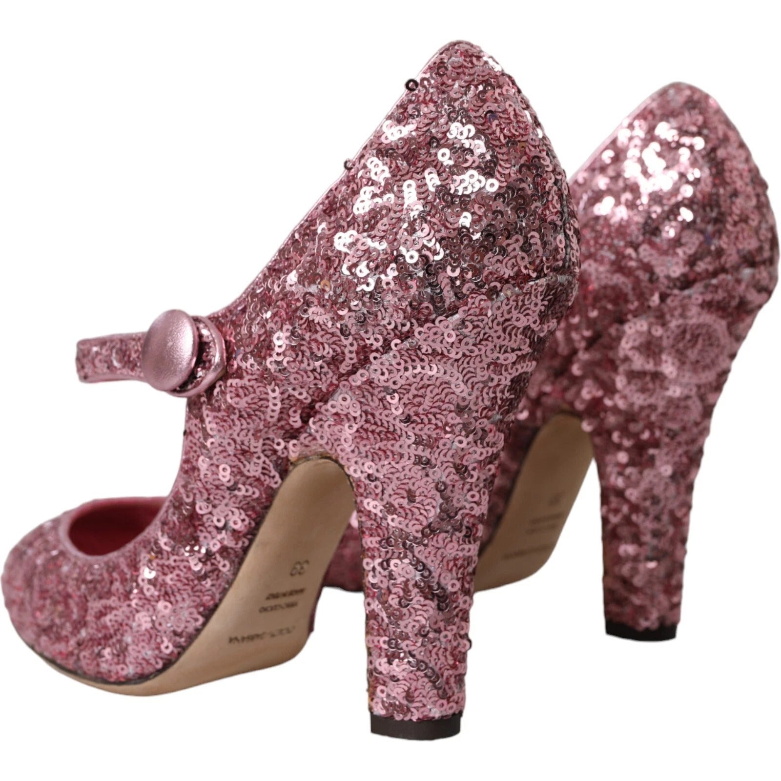 Dolce & Gabbana Roze Pailletten Mary Jane Pumps Hoge Hakken Schoenen