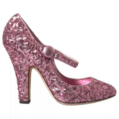 Dolce & Gabbana Roze Pailletten Mary Jane Pumps Hoge Hakken Schoenen
