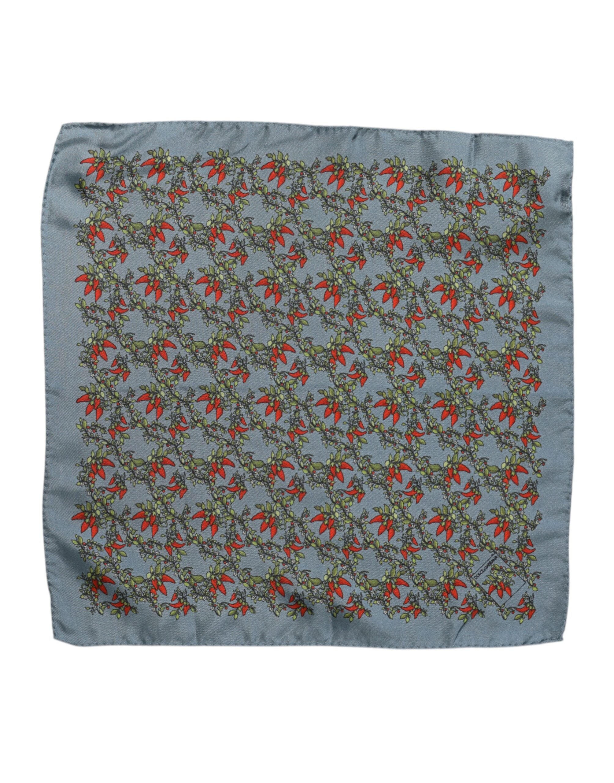 Dolce & Gabbana Grauer Chilis Seiden-Quadrat-Herrenfoulard