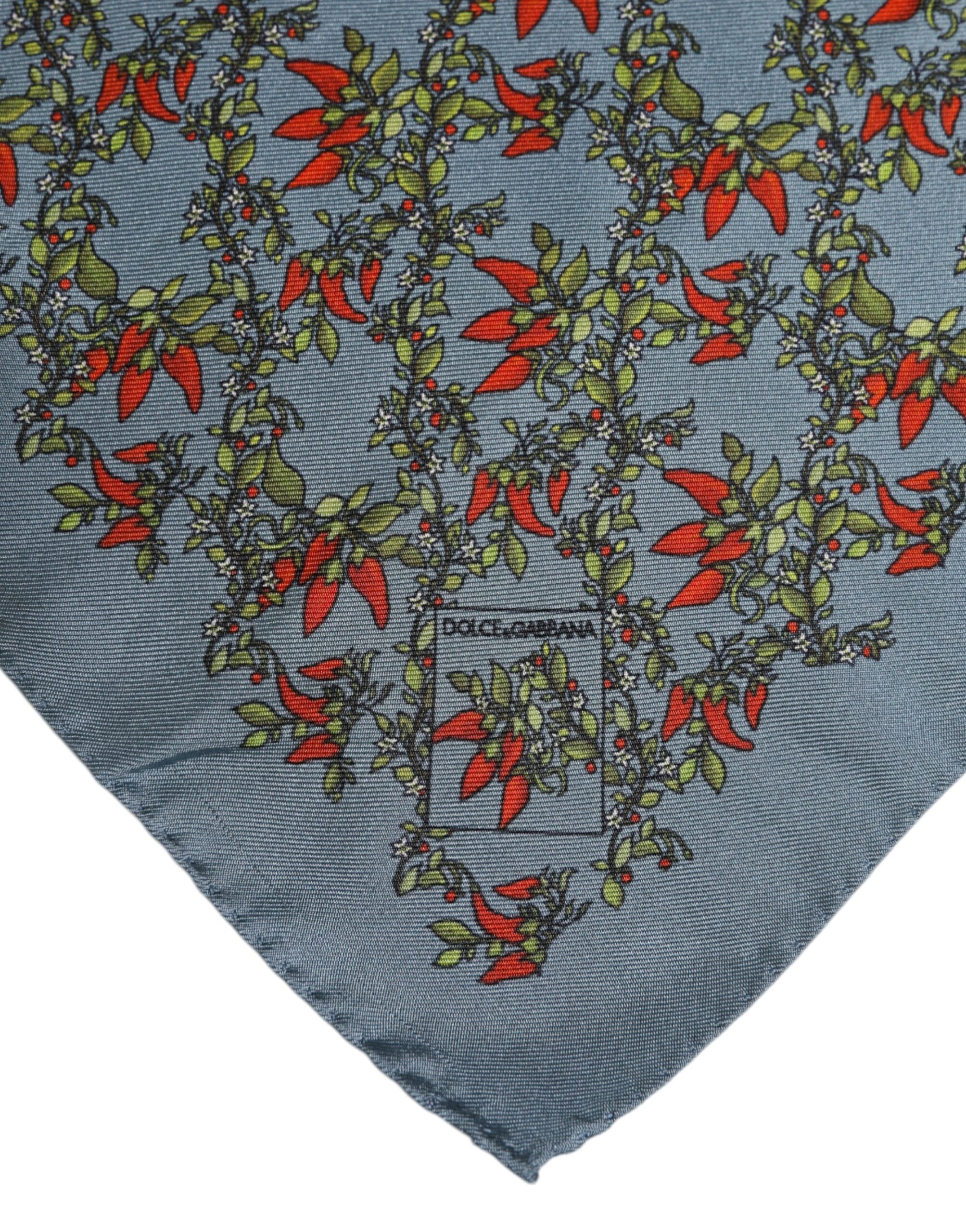 Dolce & Gabbana Grauer Chilis Seiden-Quadrat-Herrenfoulard