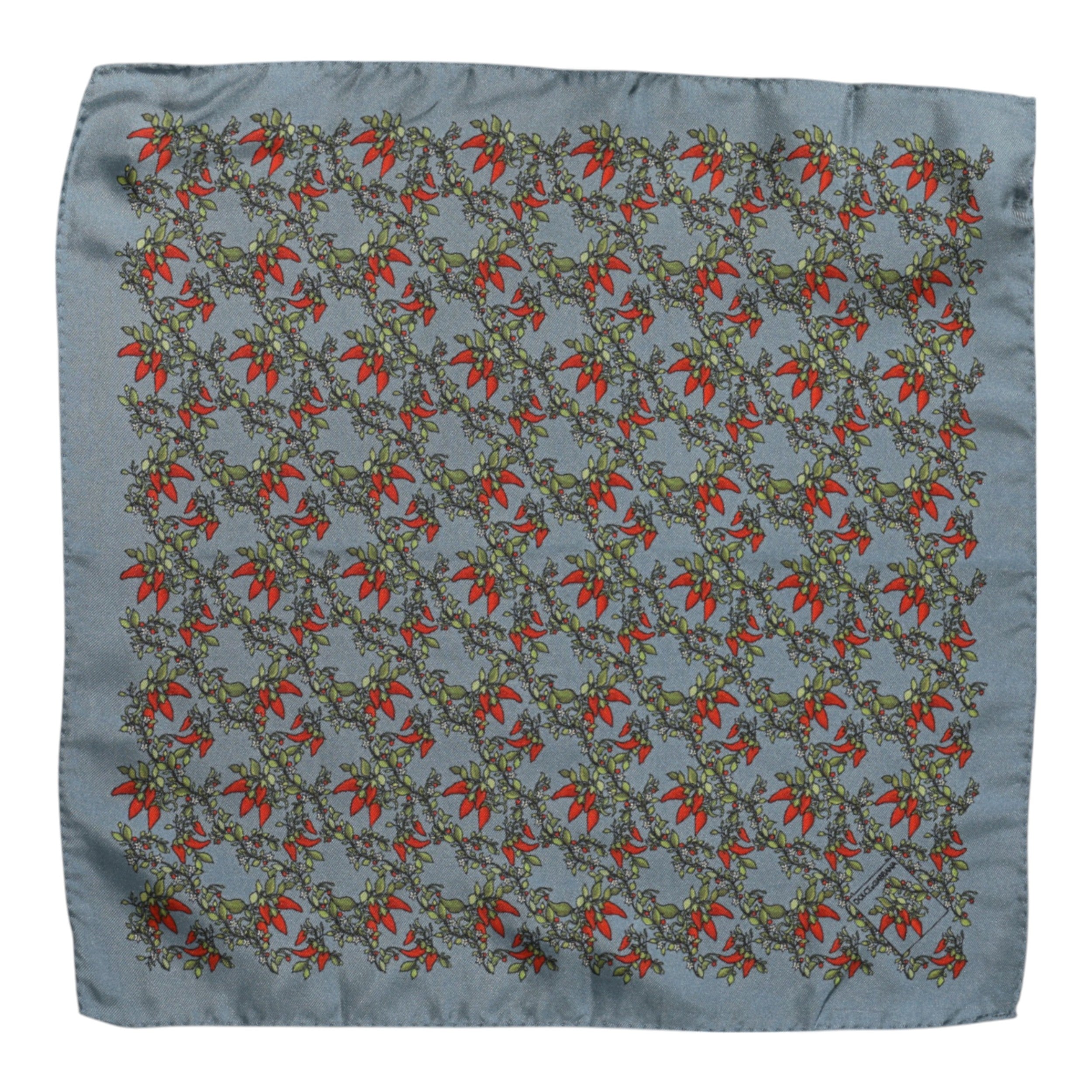 Dolce & Gabbana Grauer Chilis Seiden-Quadrat-Herrenfoulard