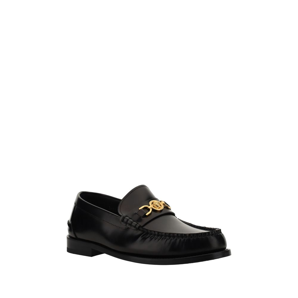 Versace Zwarte Kalfsleren Bos Taurus Instappers