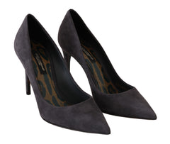 Dolce & Gabbana Grijze Suède Leren Stiletto Hakken