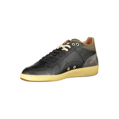 Blauer Zwart Leren Heren Sneaker