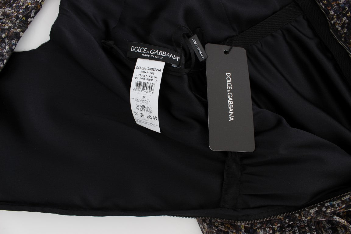 Dolce & Gabbana Donkere Zijden Rechte Jurk Volle Lengte