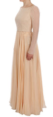 Dolce & Gabbana Beige Zijden Baljurk Volledige Lengte