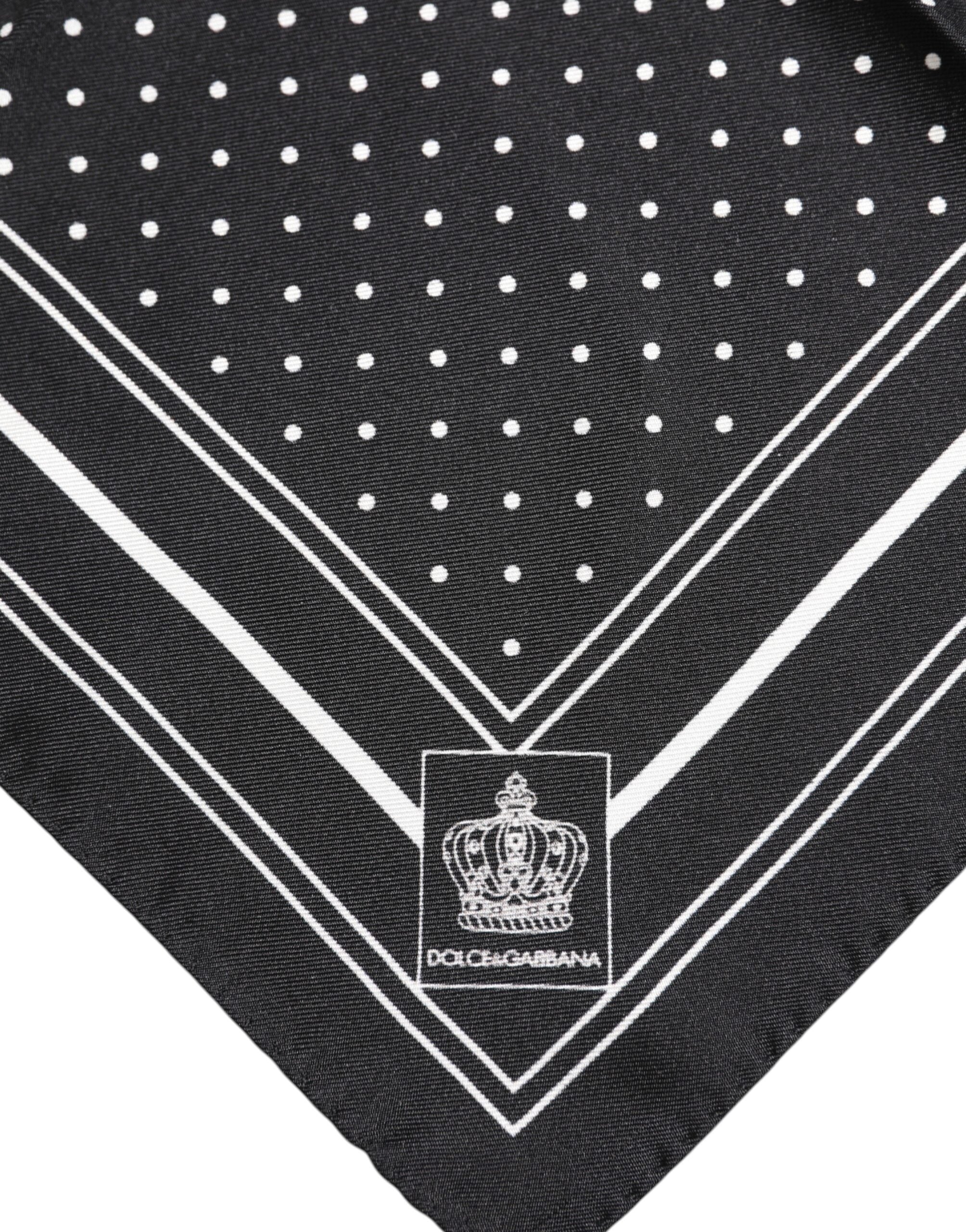 Dolce & Gabbana Schwarz-Weiß Polka Dot Herren Foulard Schal