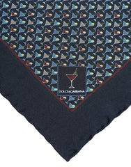 Dolce & Gabbana Blauwe Cocktail Zijden Vierkante Foulard Sjaal