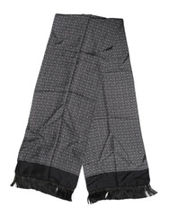 Dolce & Gabbana Black Patterned Fringes Men Foulard Scarf