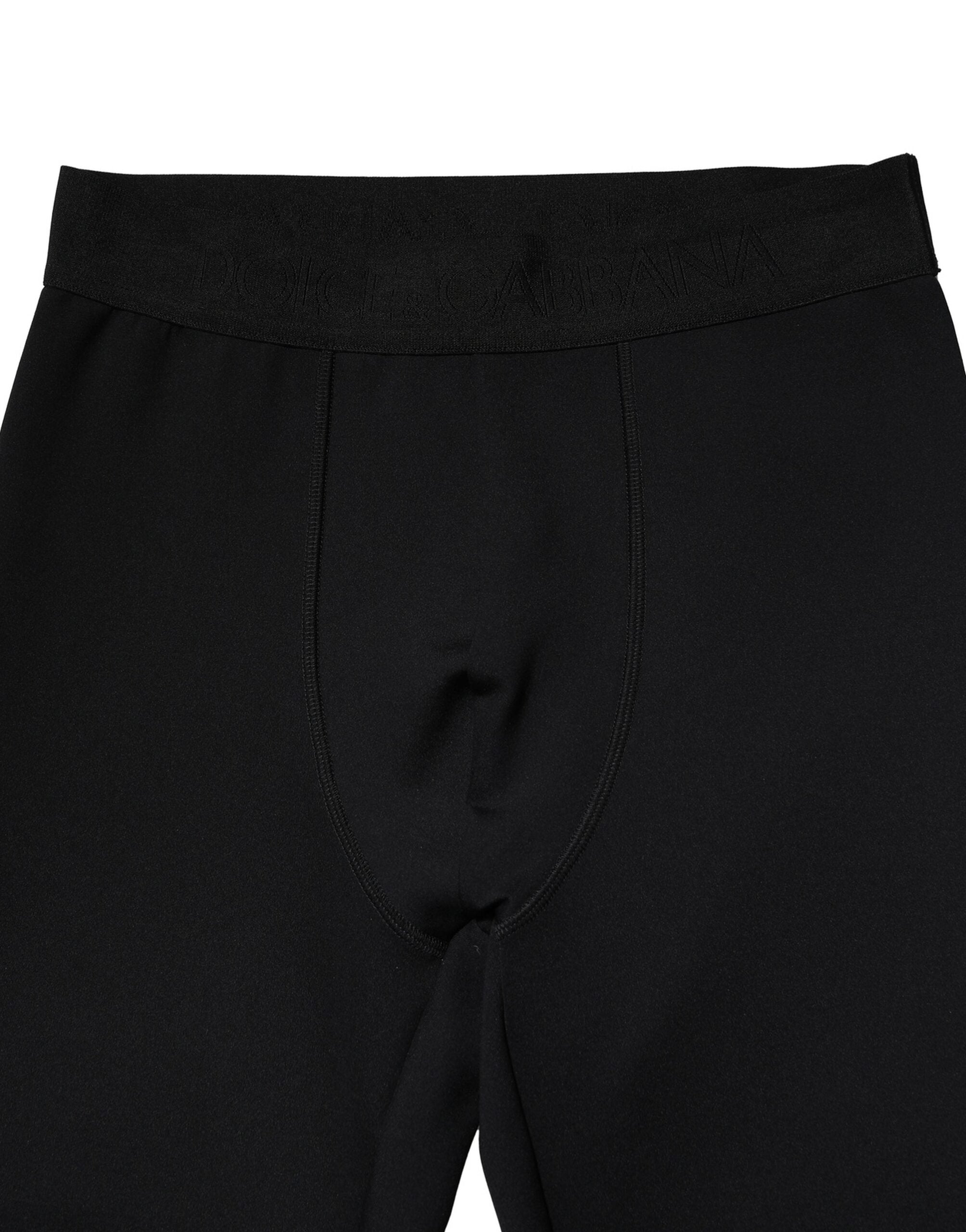 Dolce & Gabbana Schwarze Nylon Elastische Logo Herren Leggings Hose