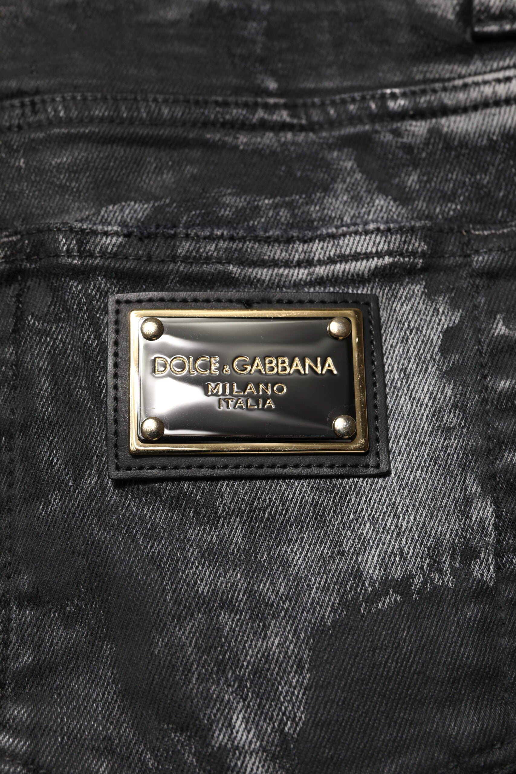 Dolce & Gabbana Schwarze Washed Skinny Jeans mit Verzierungen