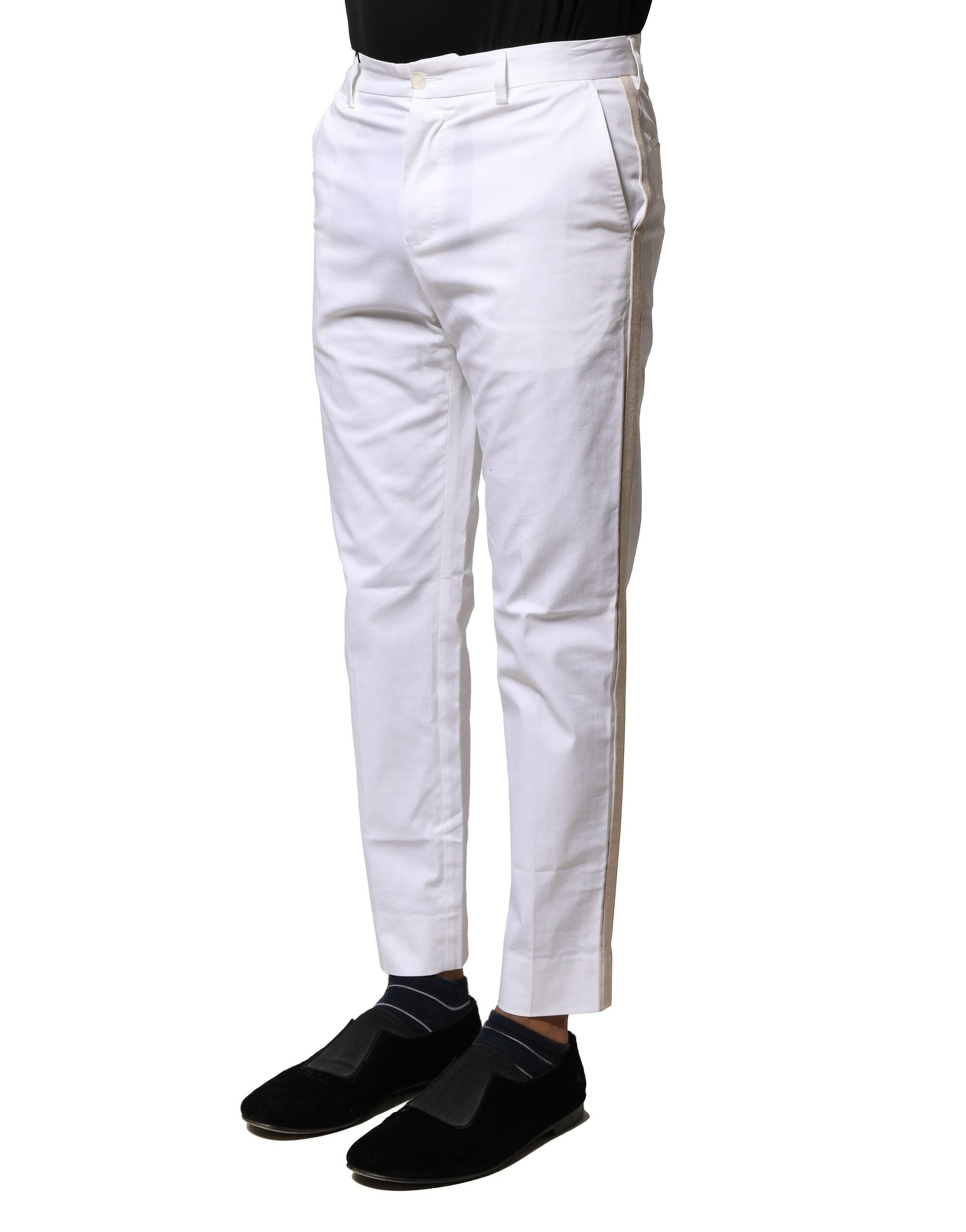 Dolce & Gabbana Weiße Baumwollhose für Herren mit geradem Schnitt und Logo