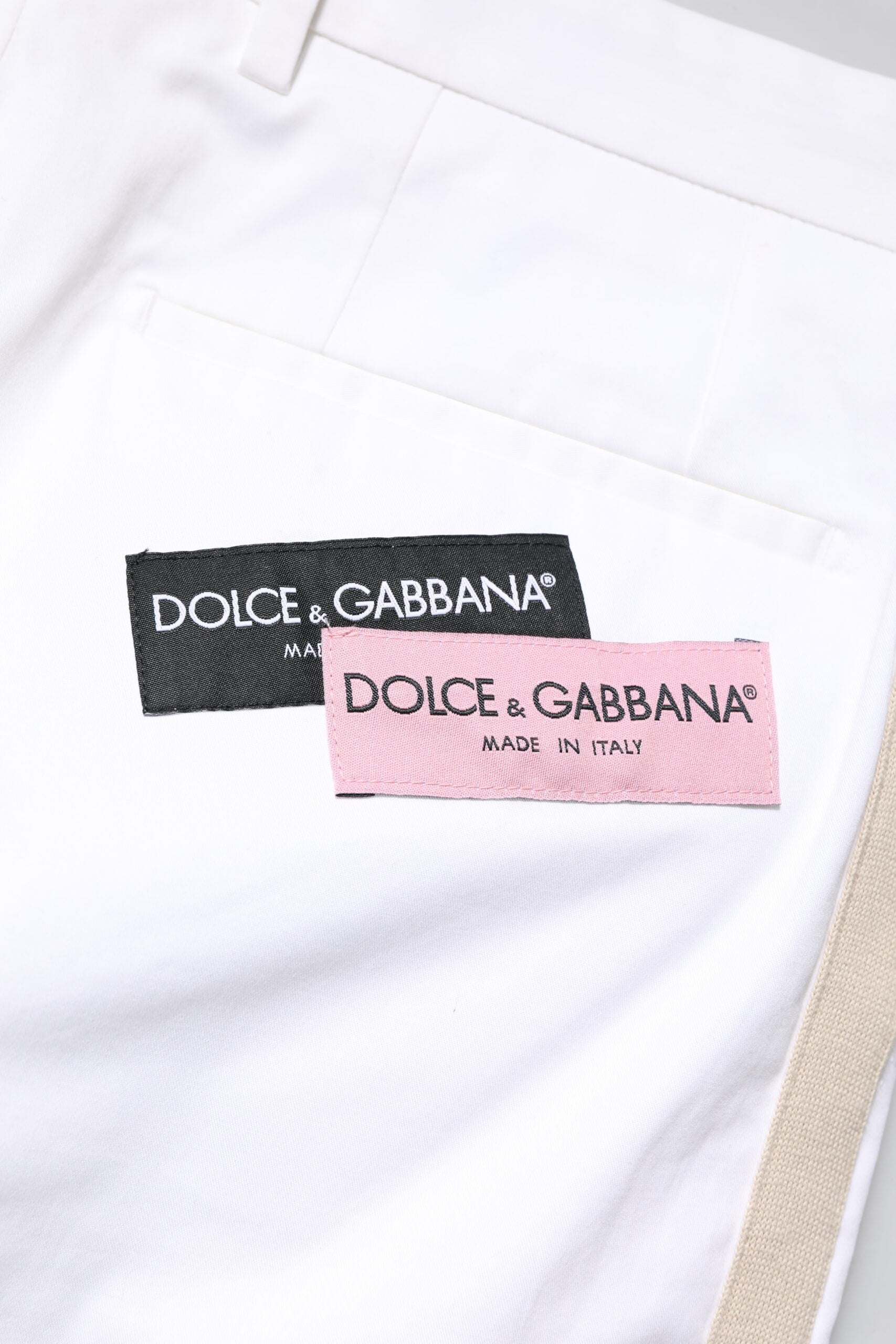 Dolce & Gabbana Weiße Baumwollhose für Herren mit geradem Schnitt und Logo