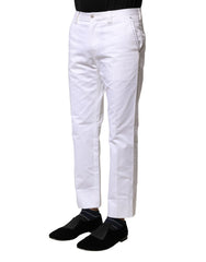 Dolce & Gabbana Witte Katoenen Rechte Logo Herenbroek