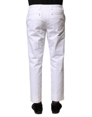 Dolce & Gabbana Witte Katoenen Rechte Logo Herenbroek